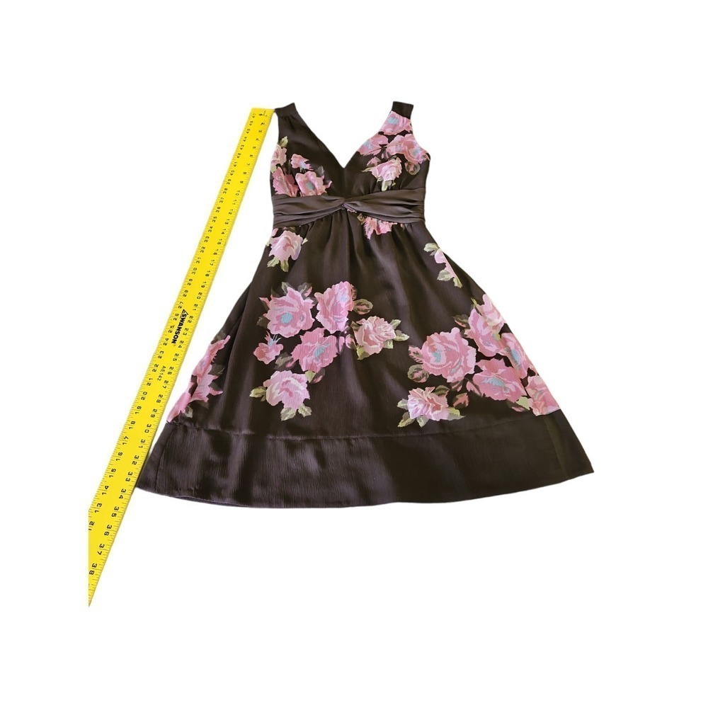 The Limited Dress Womens 0 Brown Pink Floral Rose V-Neck Empire Waist Sleeveless - Picture 8 of 8